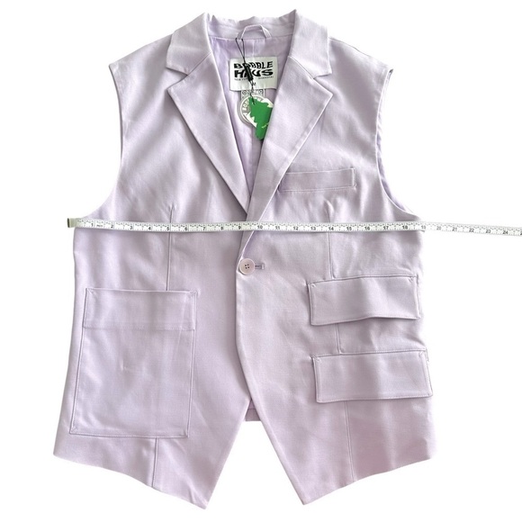 NEW BOBBLEHAUS Lavender Pastel Purple Utility Cargo Vest Size Medium - Picture 7 of 8